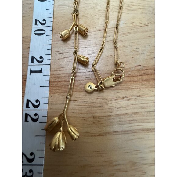 Madewell Gold-Tone Floral Drop Necklace - 22 Inches Long Lightweight Jewelry Pie - Picture 7 of 8